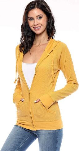 Urban Look Women's Casual Light Weight Thermal Zip Up Hoodies in Saudi Arabia