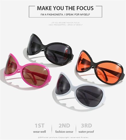 نظارات شمسية ADE WU Fashion Y2K للسيدات، نظارات شمسية عصرية كبيرة الحجم على شكل فراشة، نظارات شمسية مستقبلية Gafas de Sole in Kuwait