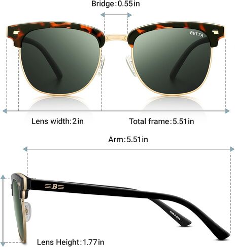 نظارات شمسية مستقطبة من بيتا للنساء والرجال، نظارات شمسية عصرية بعدسة مربعة BT2001 in Kuwait