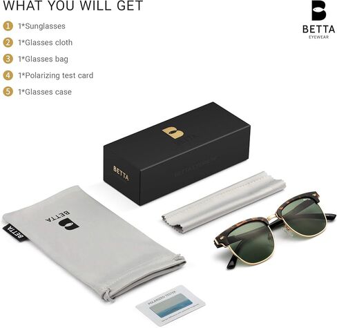 نظارات شمسية مستقطبة من بيتا للنساء والرجال، نظارات شمسية عصرية بعدسة مربعة BT2001 in Kuwait
