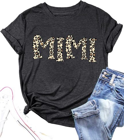Mimi Shirts for Women Leopard Print Mimi Graphic Tees Shirts Grandma Gift Casual Short Sleeve Tees Tops in Saudi Arabia