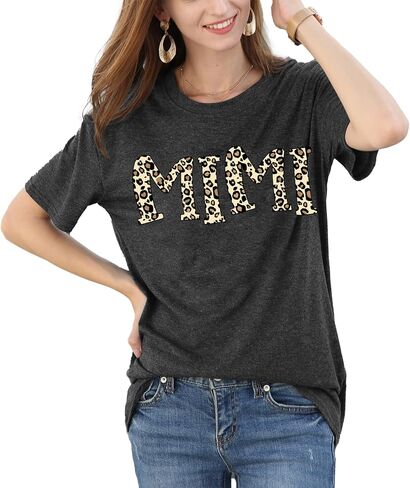 Mimi Shirts for Women Leopard Print Mimi Graphic Tees Shirts Grandma Gift Casual Short Sleeve Tees Tops in Saudi Arabia