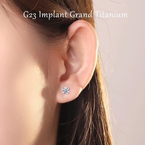 VOJO G23 Titanium Cubic Zirconia Earrings Studs for Sensitive Ears Hypoallergenic Birthstone Diamond Tiny Stud Earrings for Women Girls in Saudi Arabia