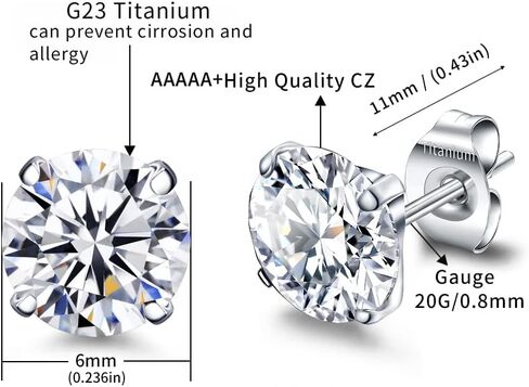 VOJO G23 Titanium Cubic Zirconia Earrings Studs for Sensitive Ears Hypoallergenic Birthstone Diamond Tiny Stud Earrings for Women Girls in Saudi Arabia
