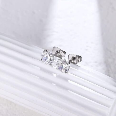 VOJO G23 Titanium Cubic Zirconia Earrings Studs for Sensitive Ears Hypoallergenic Birthstone Diamond Tiny Stud Earrings for Women Girls in Saudi Arabia