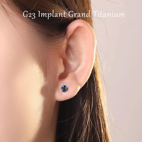 VOJO G23 Titanium Cubic Zirconia Earrings Studs for Sensitive Ears Hypoallergenic Birthstone Diamond Tiny Stud Earrings for Women Girls in Kuwait