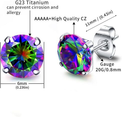 VOJO G23 Titanium Cubic Zirconia Earrings Studs for Sensitive Ears Hypoallergenic Birthstone Diamond Tiny Stud Earrings for Women Girls in Kuwait