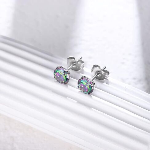 VOJO G23 Titanium Cubic Zirconia Earrings Studs for Sensitive Ears Hypoallergenic Birthstone Diamond Tiny Stud Earrings for Women Girls in Kuwait