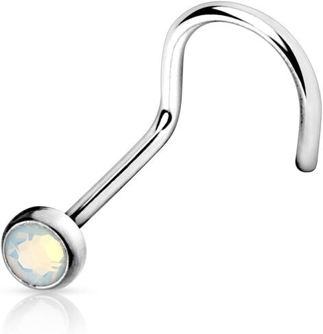 Forbidden Body Jewelry 20g Surgical Steel Opalite Gemstone Top Nose Screw in Saudi Arabia