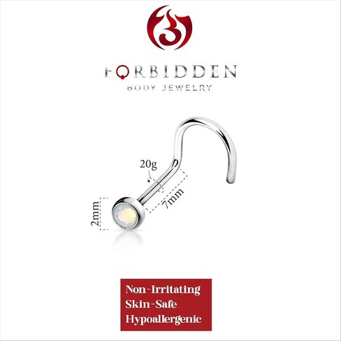 Forbidden Body Jewelry 20g Surgical Steel Opalite Gemstone Top Nose Screw in Saudi Arabia