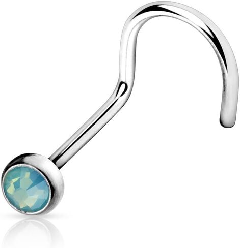 Forbidden Body Jewelry 20g Surgical Steel Opalite Gemstone Top Nose Screw in Saudi Arabia