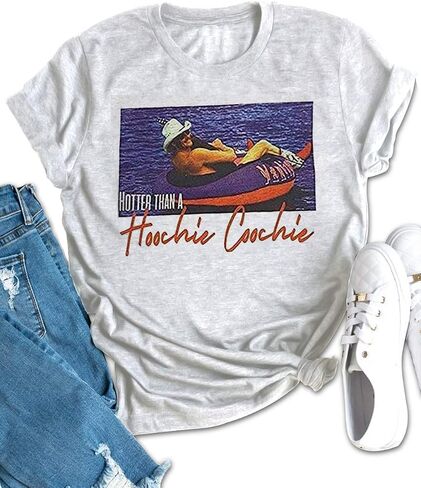 أكثر سخونة من Hoochie Coochie قميص موسيقى الريف تي شيرتات عجيبة بلايز للنساء خمر الجرافيك كم قصير تيز in Kuwait