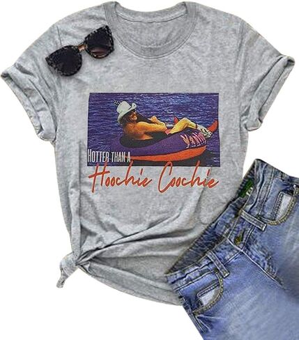 أكثر سخونة من Hoochie Coochie قميص موسيقى الريف تي شيرتات عجيبة بلايز للنساء خمر الجرافيك كم قصير تيز in Kuwait