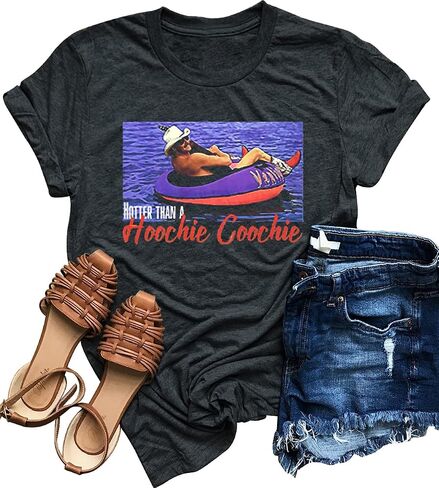 أكثر سخونة من Hoochie Coochie قميص موسيقى الريف تي شيرتات عجيبة بلايز للنساء خمر الجرافيك كم قصير تيز in Kuwait