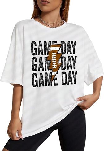 قميص كرة القدم للسيدات من Game Day، مقاس كبير، بأكمام قصيرة، وعطلات مضحكة in Kuwait
