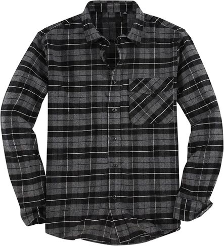 وارهورسي قميص فلانيل للرجال باكمام طويلة، قميص فلانيل منقوش بقصة عادية وازرار سفلية للرجال in Kuwait