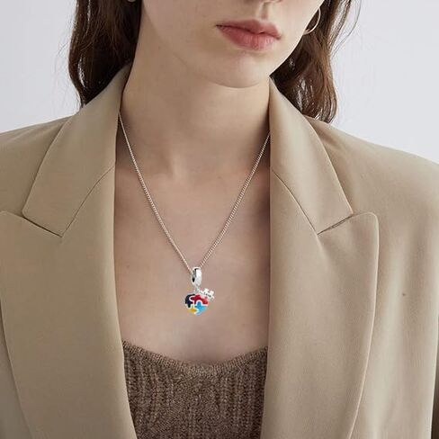لغز الوعي بالتوحد، خرزة حب كريستالية على شكل قلب من المينا الكريستالية متوافقة مع أساور Pandora Charms in Saudi Arabia