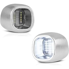 VIPMOTOZ Chrome Full LED License Plate Light Tag Lamp Assembly Replacement Pair For 1998-2005 Chevy Blazer S10 GMC Jimmy Sonoma Oldsmobile Bravada - 6000K Diamond White, 2-Piece Set