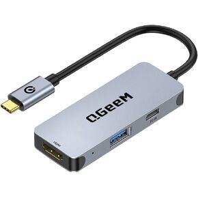 QGeeM USB C to HDMI Adapter 4K, 3 in 1 USB C Hub HDMI USB C Adapter, 100W Fast Charge, Compatible for MacBook Pro/Air/iPad Pro, Samsung Galaxy S10/S9, Surface 8 and More Type C Devices in Kuwait