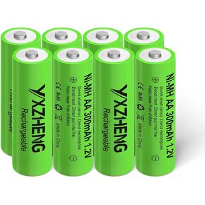 8Pcs AA Battery 1.2v Rechargeable NI-MH 300mAh for Outside Solar Lawn Light (8AA)