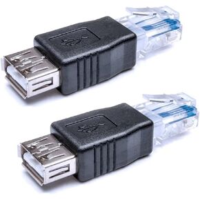 2 Pack Ethernet to USB Adapter, USB to Ethernet Adapter, RJ45 Ethernet Male to USB Female Converter, USB to RJ45 Connector for ADSL Modem, Router, Camera with Network Function