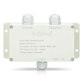 Automatic Transfer Switch, Briidea 120 VAC 16 AMP ATS Auto Transfer Switch for Inverter and Main Powers, UL Listed, Suitable for Use in Boats, RVs, Solar Power Systems, Motorhomes