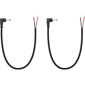 (2 Pack) Replacement 3.5mm x 1.35mm 90 Degree Right Angle DC Power Male Plug Jack to Bare Wire Open End Pigtail Power Cable Cord for DC Power Supply Cable Repair