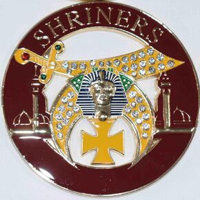 Shriners Auto Emblem Scimitar and Crescent (Rhinestones) with The Maltese Cross[3" Diameter]