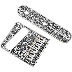 Alnicov Guitar Saddles Bridge,Control Plate,for 6 String Electric Guitar,Silver