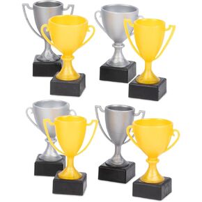 Accoutrements Archie McPhee Adorable and Funny Itty Bitty Trophies: You are The Wee Winner - 1-1/4" Soft Vinyl Awards in Gold and Silver (Set of 8)
