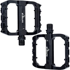 Smooth Bearings Mountain Bike Pedals - MTB Bicycle Flat Pedals Aluminum 9/16" Sealed Bearing Lightweight Platform for Road Mountain BMX MTB Bikes