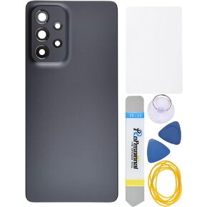 Black Plastic Back Panel Cover Replacement for Samsung Galaxy A53 5G with Rear Camera's Frame Rear Camera's Glass Cover Pre-Install Adhesive and Installation Instruction Tool Kit