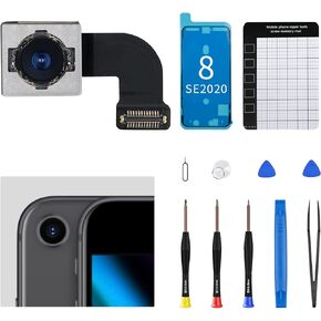 for iPhone 8 Main Rear Back Camera Replacement OEM for iPhone SE 2020 HD Video HDR Photo New 12MP Lens Module 4K Video Cable Digital Zoom Image Repair Assemble Fix Tool Kit A1863 A1905 A1906