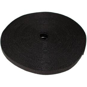 GCA Hook and Loop Tape 3/4-Inch Reusable Cable Management Cable Tie Roll (25 Yards，Black)