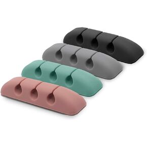Ringke Cable Clips Cord Management (4 Pack) TPU Silicone Adhesive Wire Cord Holder for Power Cords and Charging Accessory Cables, Mouse Cable, Headphone Cable, PC, Office, Home, Kitchen, Car, Cubicle