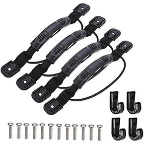 4Pcs Kayaks Canoe Side Mount Handles Replacement Kit with Bungee Cord Paddle Holder Accessories + 4 Pcs J Hook with Hardware Kit for Luggage Handle, Cooler Handle