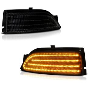 [Sequential Turn Signal] For 2019-2023 Ford Ranger Dark Smoke Amber LED Strips Side Mirror Indicator Light Blinker Lamp Replacement, Driver & Passenger Side