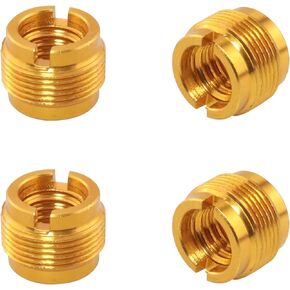 4pcs Mic Stand Adapter Aluminum 5/8" Male to 3/8" Female Screw Adapter for Microphone Stand Clips Mic Stand Holder Adapter, Gold