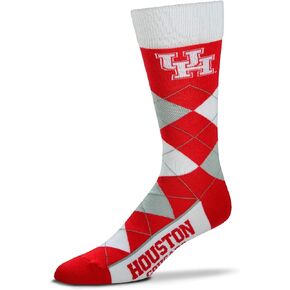 For Bare Feet NCAA Houston Cougars Argyle Line Up Dress Sock Team Color OSFM