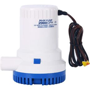 DasMarine 2000 GPH 12v Boat Marine Plumbing Electric Bilge Pump 1 1/8"(29MM) Outlet 8.5AMP