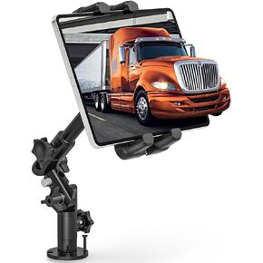 Tablet Truck Holder - Heavy-Duty Drill Base Tablet Mount with Adjustable Arm for Cars, Trucks, Walls - Compatible with All 4.7-13.5" Devices