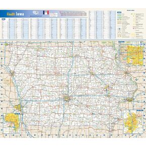 Iowa State Wall Map - 20.75" x 18.5" Laminated