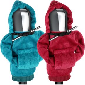 Hoodie Car Gear Shift Cover, 2Pcs Funny Universal Shift Knob Cover Car Shifter Stick Protector Car Shifter Hoodie Decoration Fashionable Automotive Interior Accessories Mini Shifter Hoodie(A)