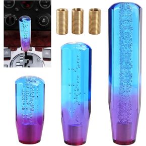 Crystal Shift Knob Universal Gear Shifter Stick Shift Knobs Transparent Bubble Purple Blue 20CM with Adapters