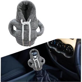 Car Shift Knob Hoodie, Funny Shirt Sweater Gear Shift Knob, Auto Shifter Stick Protector Cover for Warm Winter, Universal Vehicle Decor Accessories for Women Men (Black)