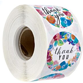 Indie Autumn Floral Thank You Labels / 250 Fall Flower Stickers / 1.5" Round Thank You Stickers / 3 Beautiful Thanks Designs