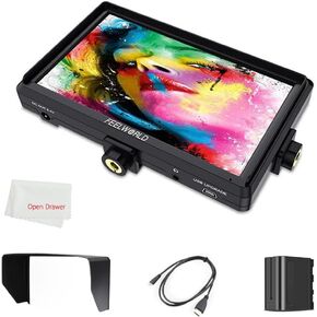FEELWORLD FW568 V3 Monitor, Full HD 1920x1080 IPS, 6 inch DSLR Camera Monitor, Focus Assist, Waveform LUTS Video Peaking, with 4K HDMI 8.4V DC Input Output + Tilt Arm + NP750 Battery