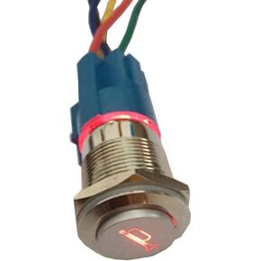 ESUPPORT 12V Car Auto Blue LED Light Momentary Speaker Horn Push Button Metal Toggle Switch 19mm Socket Plug