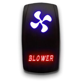 Blower - Blue - Laser Etched Toggle Switch 20A 12V - Vertical Rocker Switch 5-Pin DPST