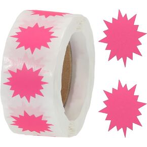 MECCANIXITY Color Coding Burst Labels Star Burst Sign 1 Roll Fluorescent Green 1 Inch Adhesive Dots Stickers for Scrapbooking, DIY Craft, 500 Count/Roll